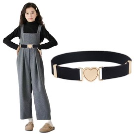 ESJNNK Children's Belt, Children's Belt, Elastic Waist, Adjustable Heart, Girls, Stretchable Belt, Elementary School, Kindergarten Uniform Belt, Elastic Belt, Dress Belt, Fashion, Easy to Put on and
