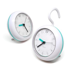 Mooas Silent Waterproof 3-in-1 Clock - Bathroom & Shower Use, Non-Ticking Battery Operated, Hanging & Indoor Outdoor, Kitchen & Bathroom Clock (Mint)