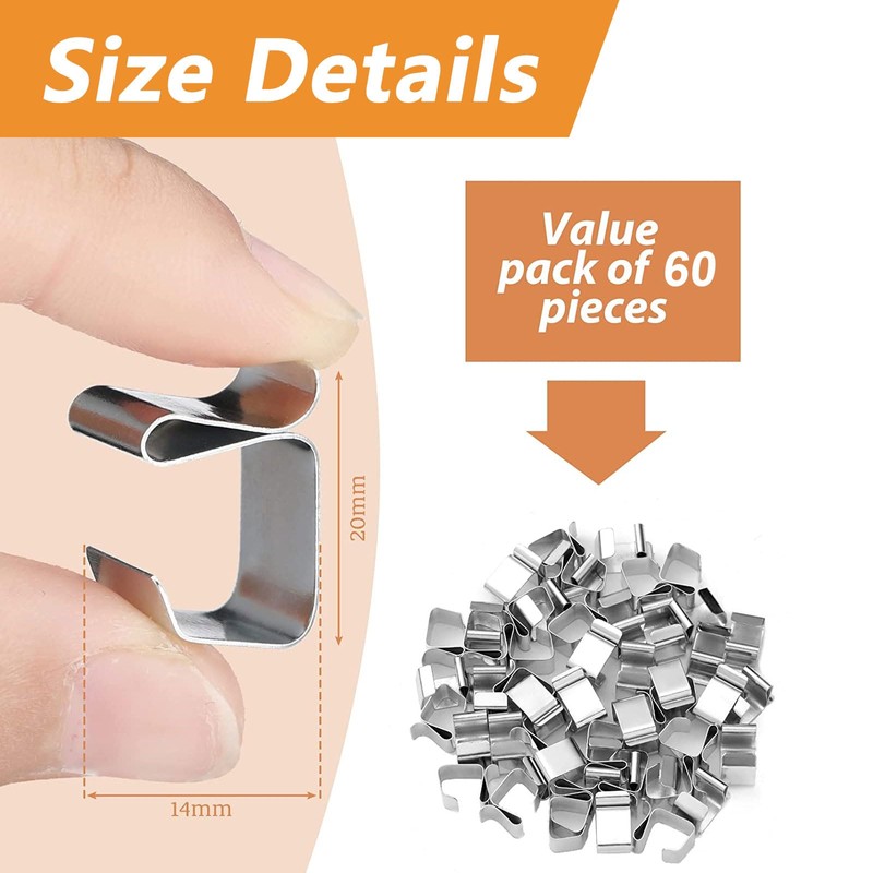 MOROBOR 60Pcs Gutter Hooks, Galvanized Clips for Hanging Outdoor Lights,