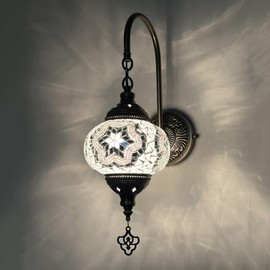 Fiunkes (10 Colors Turkish Moroccan Wall Sconce Lamp Light Mosaic Glass Wall Lamp 1-Light Lantern Wall Lights for Home Decoration Dining Room Cafe Bar Aisle Hallway,C