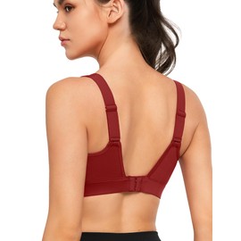Yvette Sports Bra Adjustable Straps U-Back Strong Hold Fitness Jogging Bra, red