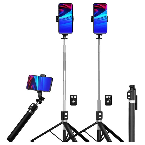 Somikon Selfie Sticks mit Stativ: 2er-Set Smartphone-Selfie-Stativ, bis 170 cm,