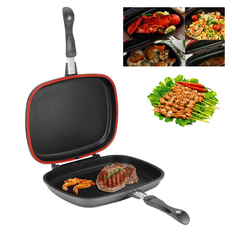 RBSD Double-sided Frying Pan, 32cm/12.6in BBQ Grill Pan, Double Side
