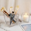 Square Glass Vase, Clear Glass Cube Makeup Brush Holder, Multi-Purpose