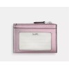 COACH Mini Skinny ID Case Cardholder Keychain Wallet Pink Metallic