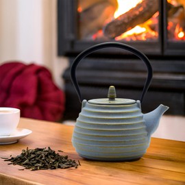 SECHUDO Japanese Teapot with Stainless Steel Infuser for tea, Cast Iron Tea Kettle for Stovetop Safe, Cast Iron Teapot Coated with Enameled Interior(33.8oz/1000ml)