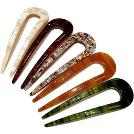 Harukita U-shaped Hair Clips, Hair Ornament, U-pins, Hair Accessory, Tortoise Shell Pattern, Kimono Accessory, Stylish, Simple, Coming-of-Age Ceremonies, Graduation Ceremonies, Weddings, Pack of 5