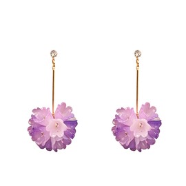 YISXVD Lily of the Valley Flower Ball Earrings Delicate White Floral Cluster Stud Earrings for Women Jewelry Spring (Violet)