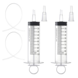 2pcs 100ml Large Plastic Syringe with 2pcs 51.2in Handy Plastic Tubing and Luer Connections for Scientific Labs