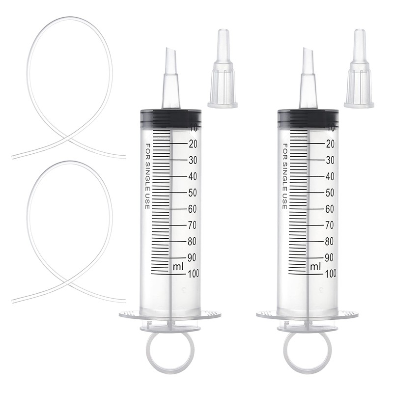 2pcs 100ml Large Plastic Syringe with 2pcs 51.2in Handy Plastic