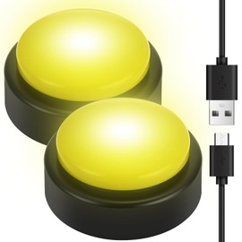 Saysurey 2 Pack USB Recordable Button 240 Seconds Recordable Dance Party Music Button with Light Make Your Own Music Dance Buttons by Uploading Audio Files for Craft Hobbyists, USB Data Line Included