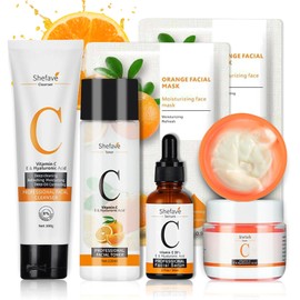 Shefave Vitamin V Serum Gesicht Gesichtspflege Set 6pcs Feuchtigkeit Hautpflege Set-Serum, Gesichtscreme, Reiniger, Toner, Mask, Geschenke Set für Gesicht Reinigung & Pflege, Skincare Set