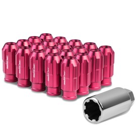 Auto Dynasty M12 x 1.5 Open End Style Aluminum Alloy Wheel Lug Nuts + Deep Drive Extension, Pink, 20-Piece
