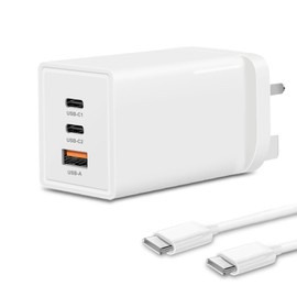 USB C Charger, Mac Book Charger 65W Fast GaN Charger 3-Port USB C Plug Support PD3.0 Compatible with Mac Book Pro/Air,Galaxy S24/S23,Steam Deck,for Le novo,HP,Dell laptopand All USB C Devices