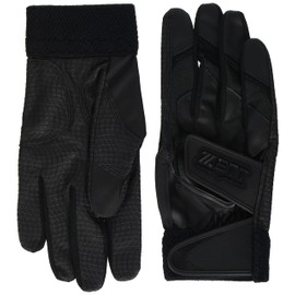 ZETT BG419HS Batting Gloves, Impact Zet, Double Belt, Ambidextrous, Compatible with High School Baseball Rules, Black (1900), Medium Size