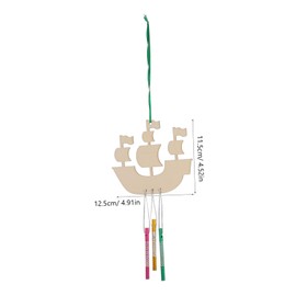 Totority 1 Set DIY Sailboat Wind Chime Kit for Unfinished Wooden Craft Supplies Creative Painting Decor with Bells Brushes and String for Art Projects and Home Decoration