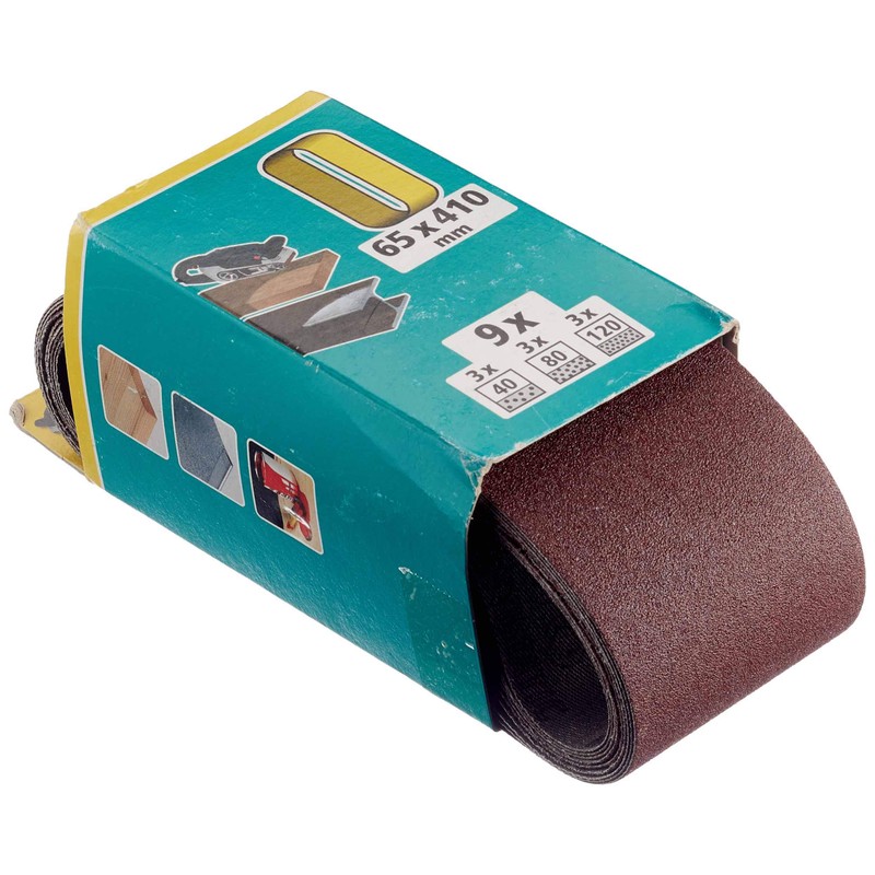 wolfcraft Fabric Sanding Belt Set 9 Pcs., for wood/metal I