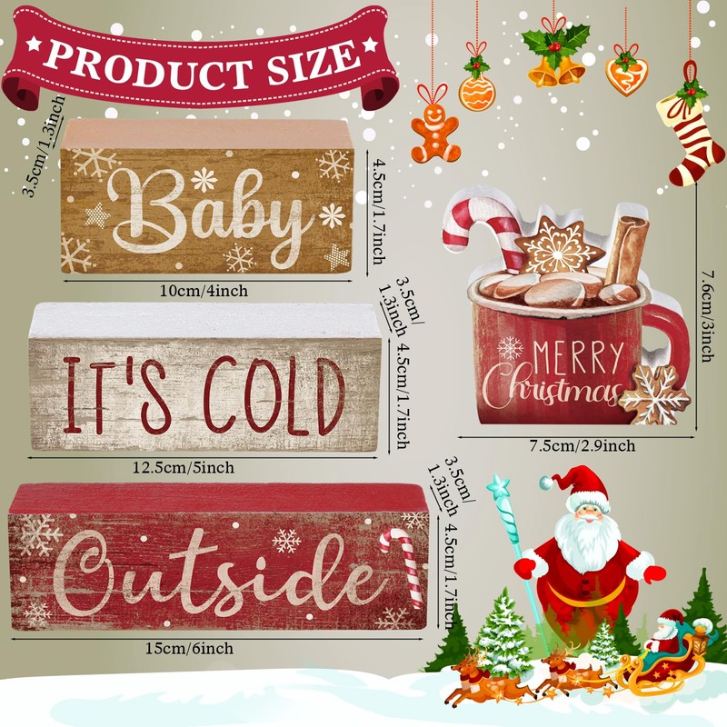 Moucuny 4 Pcs Fall Wooden Tabletop Decor Hello Fall Maple