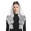 Bozidol Church Mantilla Catholic Veil: White Peony Flowers Embroidered Lace