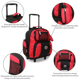 World Traveler Transworld 22-Inch Carry-On Rolling Backpack, Red
