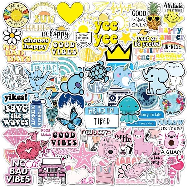 100 Pack Multicolor Vsco Stickers I Cute Stickers Waterproof 100% Vinyl Stickers I Aesthetic Stickers I Laptop Stickers I Multicolor Stickers I Cute Stickers I Vinyl Stickers I Waterproof Stickers