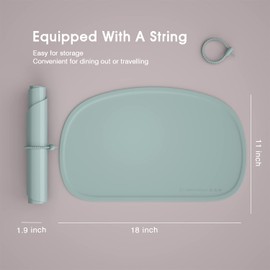 Cuddle Campus Silicone Placemat with Raised Edges for Kids,Toddlers,Babies, Non-Slip Table Setting Placemat for Dining,Come with String for Storage, (Tourmaline)