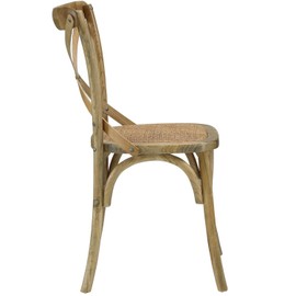 Modway Gear Rustic Modern Farmhouse Elm Wood Rattan Dining Chair in Natural