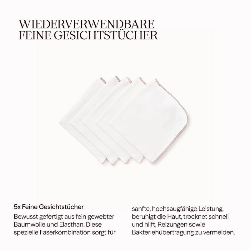 Waschies Fine Face Wipes - Set of 5 Beige/White -