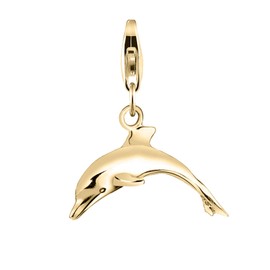 Nenalina Dolphin Carabiner Charm Pendant for Charm Bracelet 925 Sterling Silver Gold-Plated, High-quality gold-plated 925 sterling silver