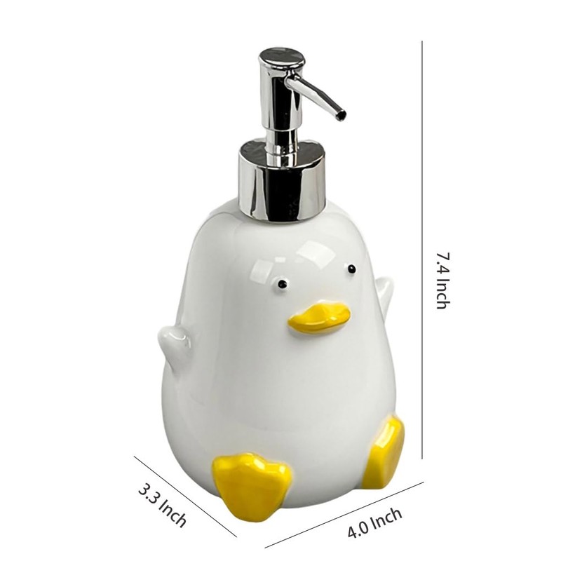 WAIT FLY Cute Duck Ceramic Soap Dispenser with Plasic Pump,