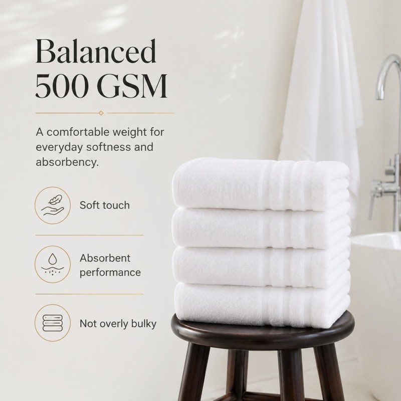 Large 100% Organic Cotton Bath Towels 4 Pack, 30x60 in,