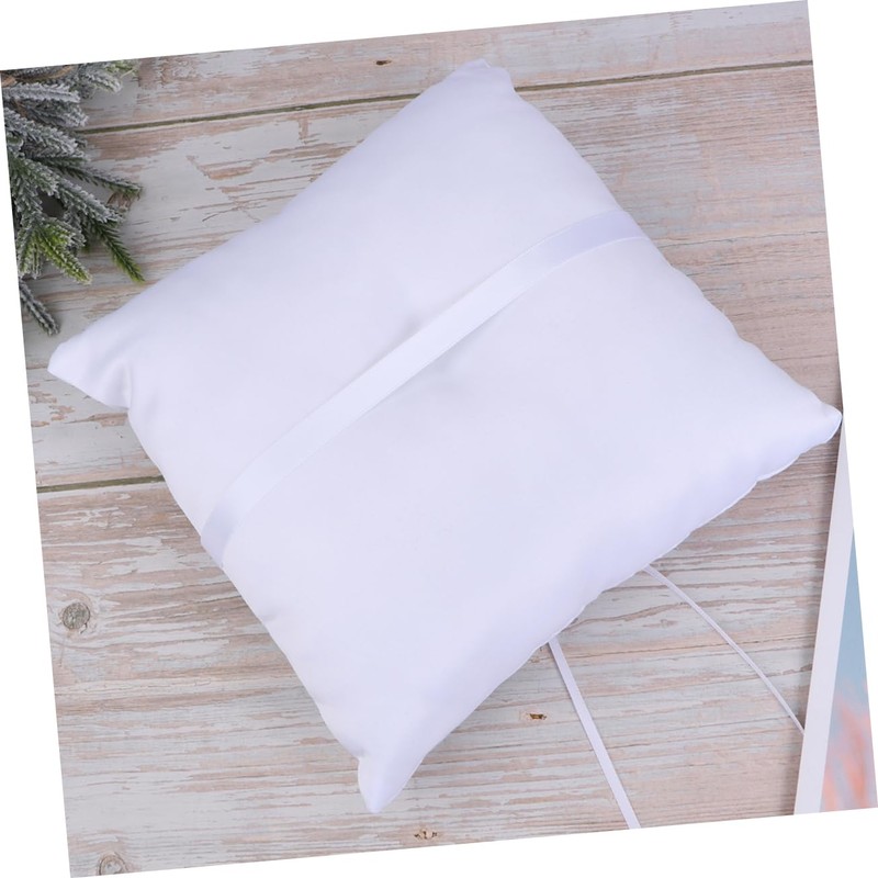 SHOWERORO Ceremony: 20x20cm Satin Ring Pillow Double Heart Buckle Wedding