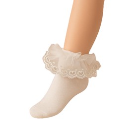 Generisch Girls Lace Socks - White - Elegant Fine Knit Tutu Socks for Kids - Sizes 0 to 12 Years - Soft & Skin Friendly - 80% Cotton, White
