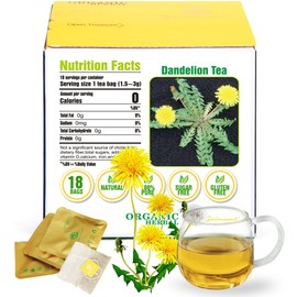 Soilmount Organic Dandelion Tea | 100% Natural Dandelion Leaves | Caffeine-Free Herbal Tea | 18 Tea Bags