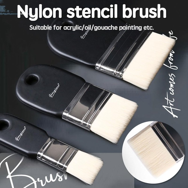 DOGGER Flat Paddle Paint BrushSet Short Handle Paint Brushes for