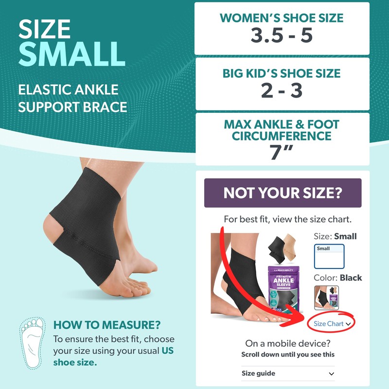 BraceAbility Elastic Ankle Support Brace - Youth Slip on Foot
