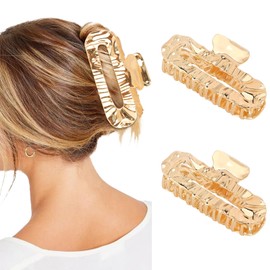 ANBALA Gold Hair Claw Clips Non-Slip Metal Hair Clips for Women Large Gold Claw Clip (2PCS)