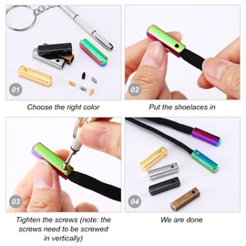 60 Pieces Metal Aglets Shoelace Tips Hoodie String Caps DIY Aglets for Shoelaces Shoelace Caps with Screwdriver Lace Aglet Lace Tips for Canvas Sneakers Hoodies