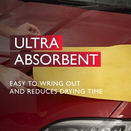 Autoglym Aqua Dry, Hi-Tech Kunstledertuch, besonders saugfähig, für die Autopolitur sowie für das Waschen und Wachsen von Fahrzeuginnen- und -außenräumen, 50 cm x 44 cm - Gold