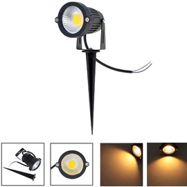 Youngine 12V Outdoor LED Lawn Light Lamps Landscape Spotlight 5W COB Garden Patio Wall Yard Path Decorative Lighting with Spiked Stand, Pack of 2 (Warm White), NO Plug