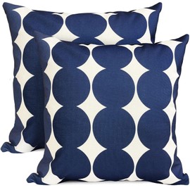 RYSMIYOU Decorative Throw Pillow Covers Set of 2 Blue Fashion Polka dot Pillow Covers 22x22 Inch Throw Pillow Cover Linen Pillowcase Farmhouse Outdoor Pillow Covers for Couch Sofa Living Room