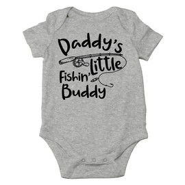 AW Fashions Daddy's Little Fishin' Buddy – To Do List Crawl, Walk and Fish – Bonito body de una pieza para bebé, Gris (Sports Grey), Recién nacido
