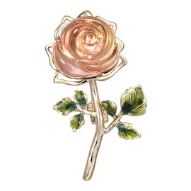 SHE'S FREE STYLE JUST FOR YOU Resin Rose Brooch, Eco-friendly Handcrafted Vintage Style Floral Pin for Women, Copper Base, Resin Flower Brooches with Pink Yellow Gradient jewelry Accessories