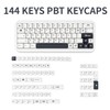 GEKUCAP White PBT Keycaps 144 Keys Minimalist Style MOA Profile