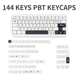 GEKUCAP White PBT Keycaps 144 Keys Minimalist Style MOA Profile Key Caps Dye Sublimation Customized Keycaps Set Compatible with Cherry MX Switches Mechanical Keyboards