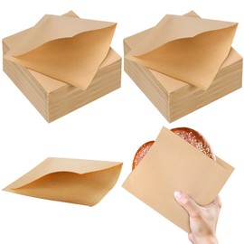 Colarr 1000 Pcs Soft Pretzel Bags 6.69 x 7.09 Inch Pretzels Individual Bags Grease Resistant Double Open Paper Sandwich Wrapper Holder for Concession Stands Food Snack Cookie, Brown