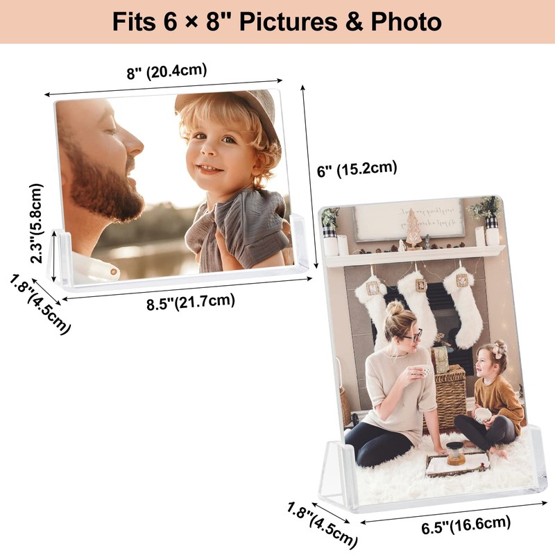 Boxalls 2 Pack Acrylic Picture Frames 6x8 with Clear Base