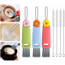 7PCS Cepillo para Botellas, Cepillo Limpiador para Tapas Tazas de Botellas 3 en 1, Cepillo Limpiador Tazas Multifuncional, Cepillo Portátil para Grietas y Espacios Reducidos Entre Botellas