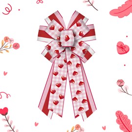 Hying Large Valentine's Day Bows for Wreath, Valentines Heart Wreath Bows Pink Burlap Bows Wedding Tree Bows Ornaments for Front Door Home Anniversary Valentines Decorations