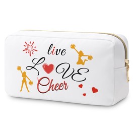 Cheerleader Gift for Team Makeup Bag Cheerleading Gift Cheer Gift for Coach Cheer Sister Gifts Thank You Gift for Cheerleader Cheer Mom Gifts Friendship Gifts Cosmetic Pouch Christmas Birthday Gifts